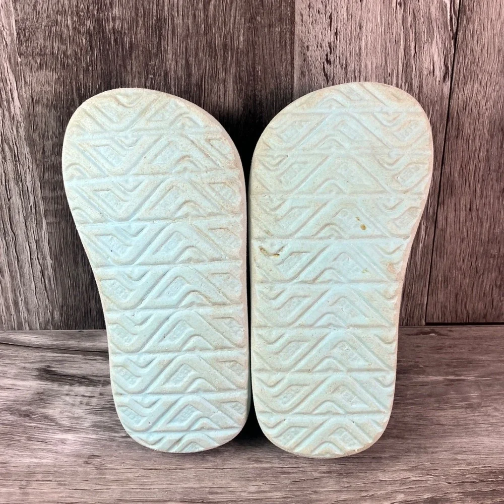 Reef Little Ahi Toddler Sandals Blue Surfboard Print Backstrap Flip Flops Size 6